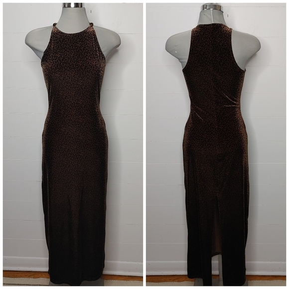 Vintage Dresses & Skirts - VINTAGE La SENZA velvet leopard print maxi dress S